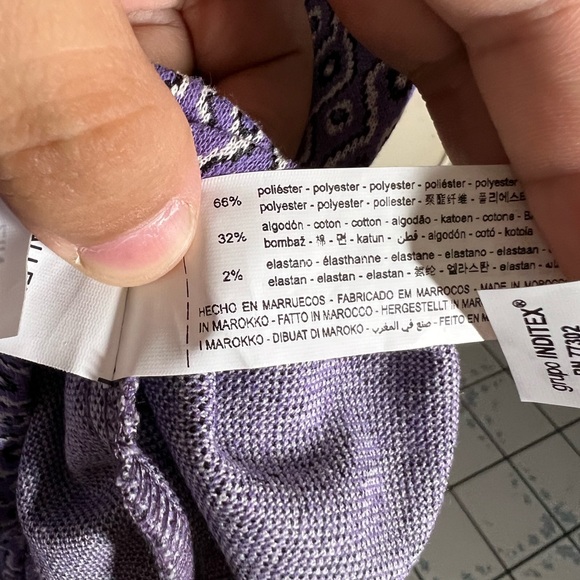 Women’s Zara Bodysuit Large Lavender Printed Collared Short Sleeve Back Cutout - Picture 10 of 12